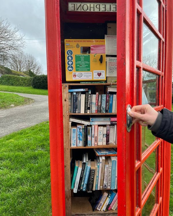 A book exchange in a red telephone box